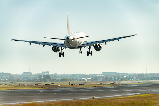 Frankfurt, Germany - April 23, 2015: A cargo aircraft of Saudia Cargo approaching Frankfurt International Airport (Germany, FRA) on April 23, 2015.