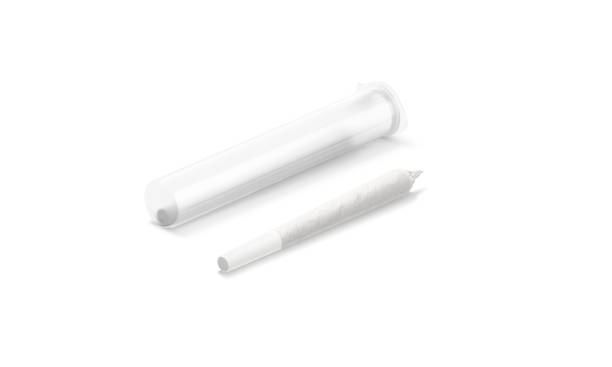 istock Blank white weed joint with plastic tube pack mockup, isolated 1437976214