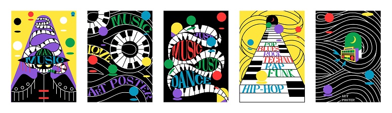 Set of abstract posters for music festival