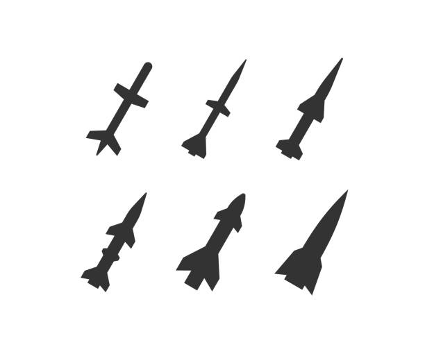 stockillustraties, clipart, cartoons en iconen met missile bomb icon set. rocket illustration symbol. sign army weapon vector - rucola