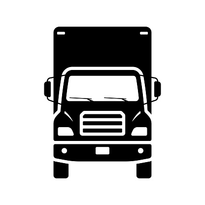 Truck icon. Black silhouette. Front view. Vector simple flat graphic illustration. Isolated object on a white background. Isolate.