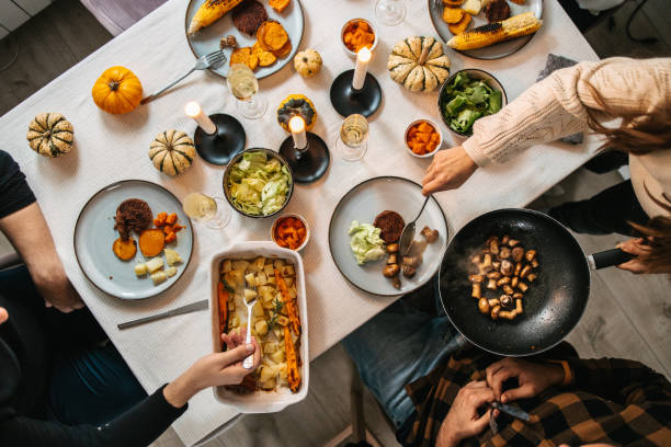 istock Serving some cooked mushrooms for a Thanksgiving vegan dinner 1437978308