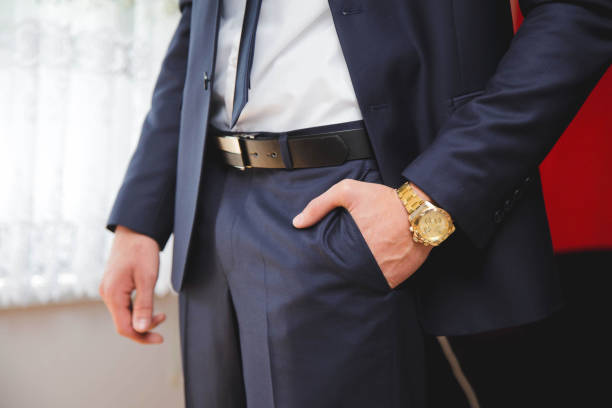 istock Groom's left hand in his pocket 1437979675