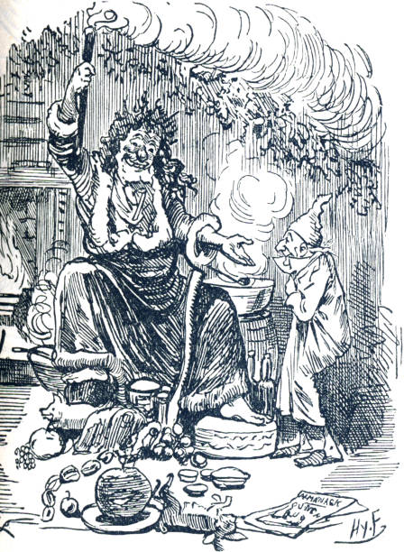 Christmas Carol Charles Dickens Ghost of Christmas Present 19th century illustration Scrooge and Ghost of Christmas Present charles dickens stock illustrations