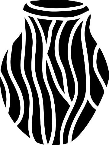 Vase Vector Stencil, Black and White