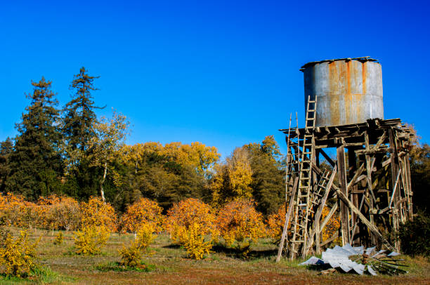 istock Old Water Tank and Tower On a Rural Farm 1437983816