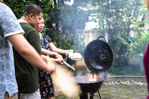Asian family social gathering at ground yard