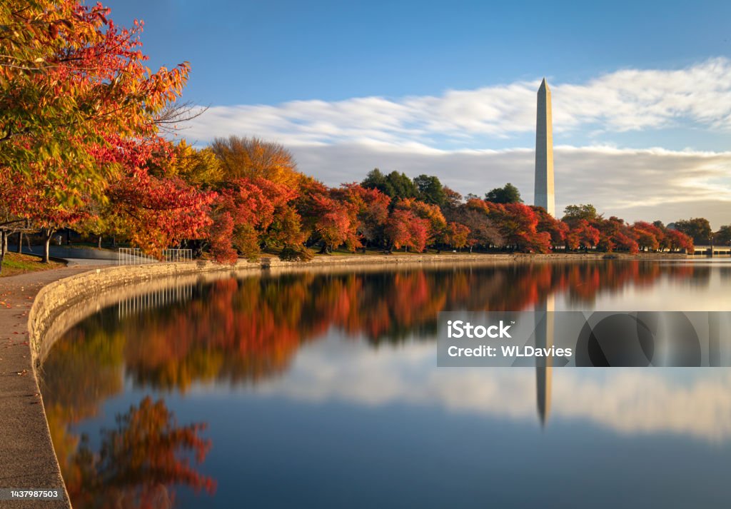 Washington DC in the fall The Tidal Basin on the Washington DC Mall in spectacular fall colors Washington DC Stock Photo