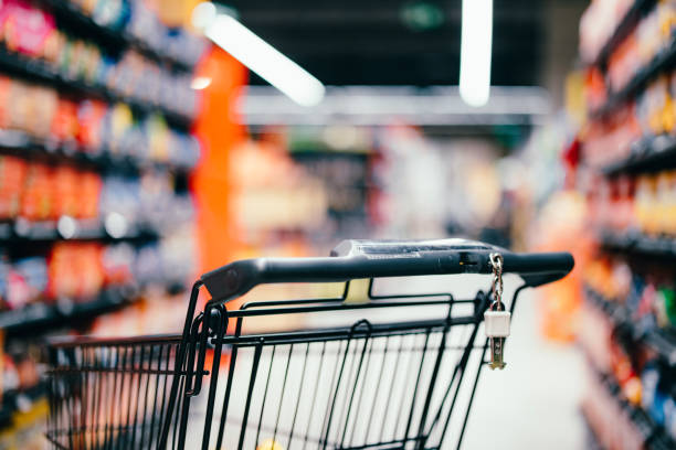 istock Close Up of a Shopping Cart Handle 1437990860