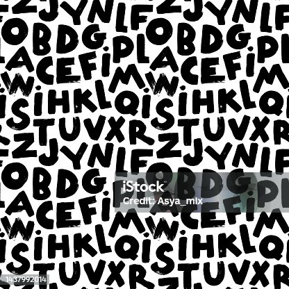 istock Hand drawn bold letters seamless pattern. 1437992014
