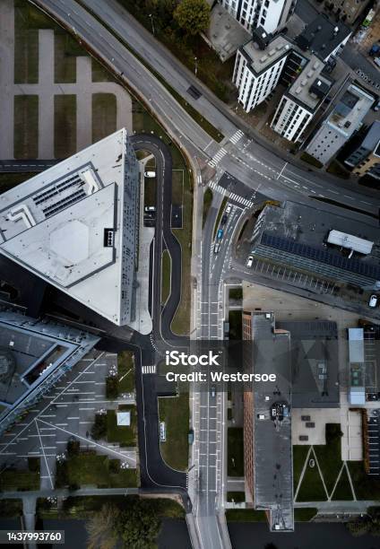 Business Area Stock Photo - Download Image Now - Aerial View, City, Vertical
