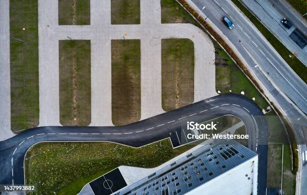 Parking Area Stock Photo - Download Image Now - Aerial View, Denmark, Architecture