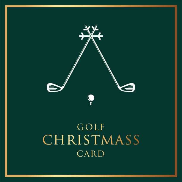 illustrations, cliparts, dessins animés et icônes de carte de noël golf - simple et propre - vector - christmas gold green backgrounds