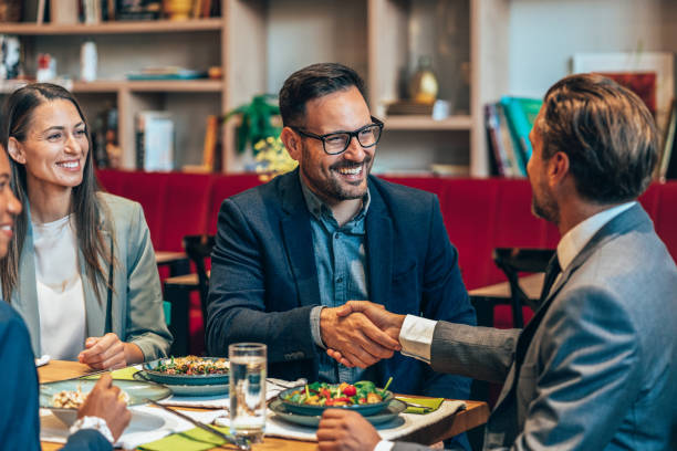 istock Business handshake at the restaurant 1437995709