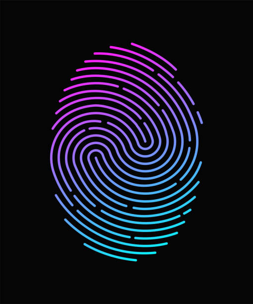 Bright neon fingerprint vector illustration Bright neon fingerprint vector illustration fingerprint stock illustrations