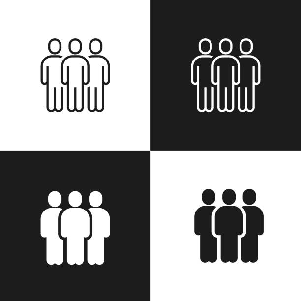 personengruppe oder gruppe von benutzern oder freunden, vektor, symbol - drei personen stock-grafiken, -clipart, -cartoons und -symbole