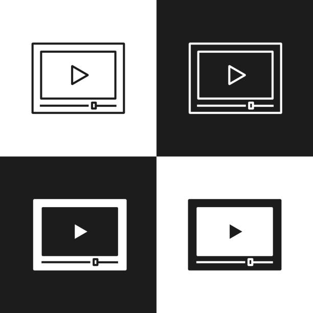 media player-symbol - video voip stock-grafiken, -clipart, -cartoons und -symbole