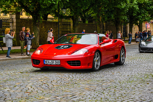 Fulda, Germany - 13 July 2019: red Ferrari 360 Type F131 cabrio