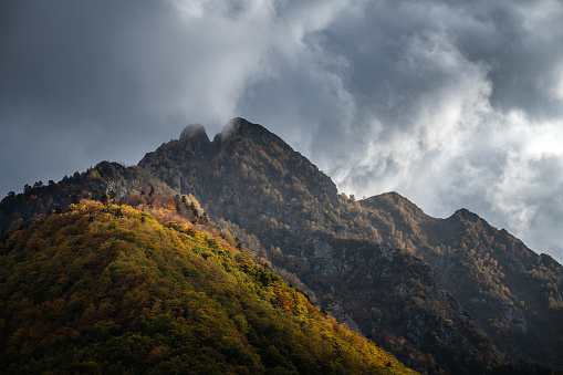 Autumn landscape over the Pyrenees mountains