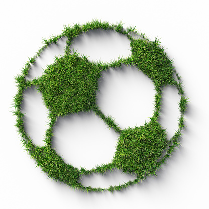 Grass soccer ball symbol isolated on white