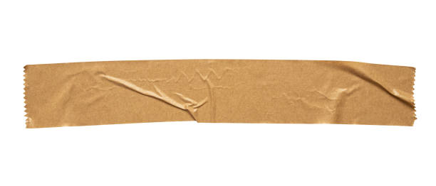istock Brown adhesive paper tape isolated on white background 1438030354