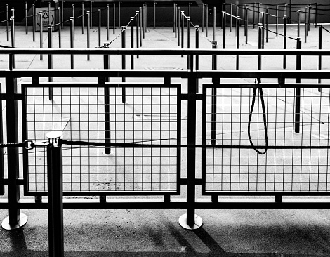 Stainless steel railings, queue waiting