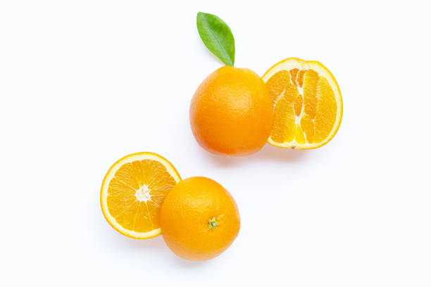 istock High vitamin C, Juicy and sweet. Fresh orange fruit  on white. 1438036614
