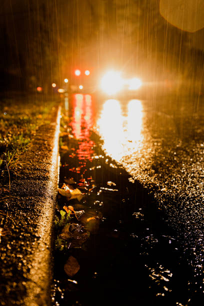 Raindrops falling.