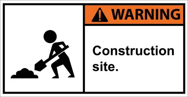 Vector illustration of There is construction ahead. construction site.,Sign warning