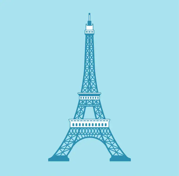 Vector illustration of Eiffel tower - France , Paris | World famous buildings vector illustration