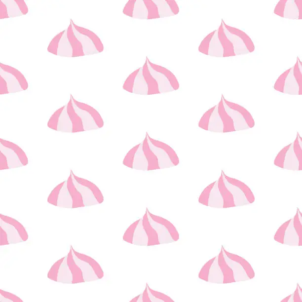 Vector illustration of Seamless pattern with pink-white striped marshmallow