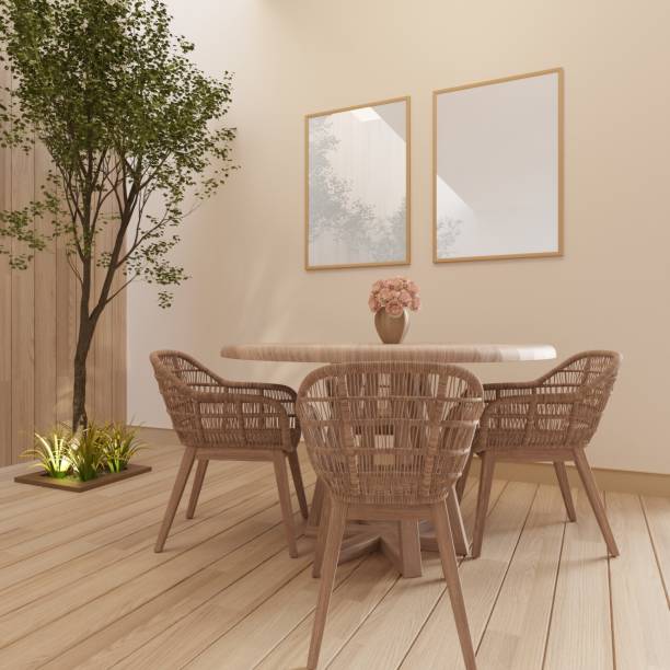 istock Mock up poster frame in minimalist interior living room. 1438048679