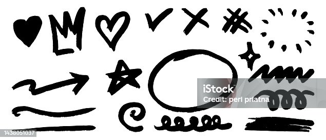 istock set of Hand drawn doodle elements for concept design isolated on white background. vector illustration. 1438051037