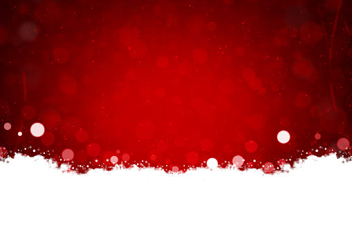 White colored snow and illuminated glowing fog, smoke and snow at the bottom edge or border of a red horizontal backgrounds. Can be used as Xmas , New Year day celebrations background, wallpapers, gift wrapping sheets, posters, banners ad greeting cards. Small glitter like or glittery dots shining here and there.