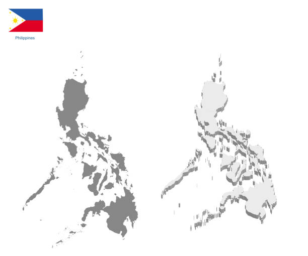 mapa filipin izolowana na białym tle - philippines flag vector illustration and painting stock illustrations