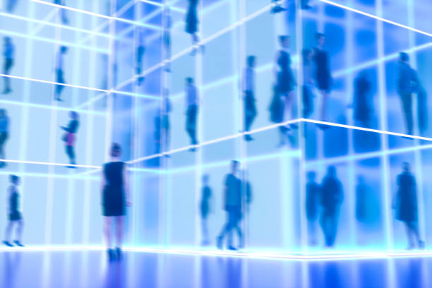 istock Blurred motion business people in office 1438057049