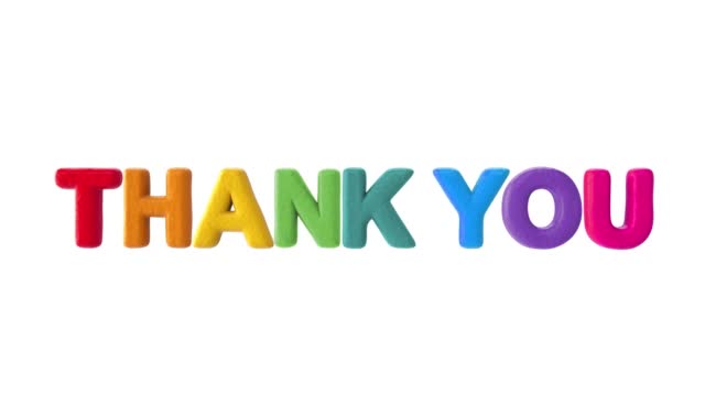 The word Thank you Multi Colored Clay Material- 4K Stock Video