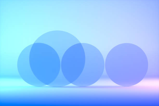 istock Empty glass transparent frame with iridescent neon lighting background 1438060671