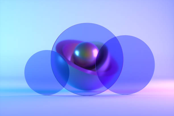 istock Empty glass transparent frame with iridescent neon lighting geometric shape 1438060807