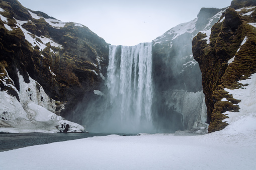 Krimml Waterfall in winter