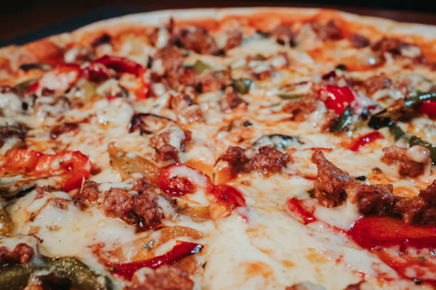 istock Closeup shot of a delicious pizza 1438065016