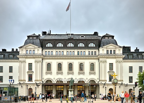 Lille, France - June 22 2020: The Opéra de Lille is a neo-classical opera house, built from 1907 to 1913 on the place du Théâtre next to Chamber of Commerce.