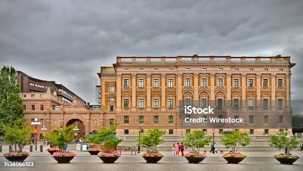 Swedish Parliament Building Stockholm Sweden Stock Photo - Download Image Now - Built Structure, Capital Cities, Church