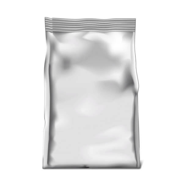 istock Vacuum sealed retort pouch realistic vector mock-up. Blank foil or plastic bag package mockup 1438070875