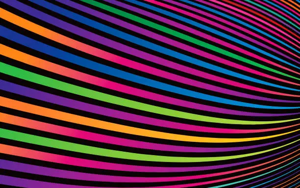 Vector illustration of Curved, striped lines abstract background