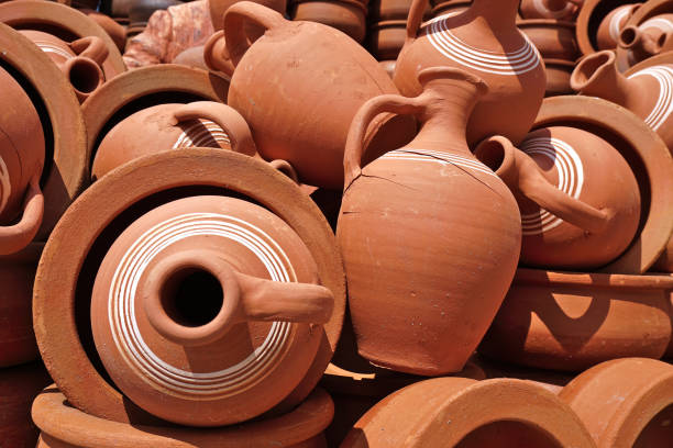 istock Close-up view of clay pots. 1438072346