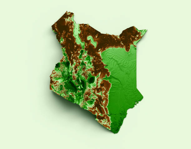 istock Kenya Topographic Map 3d realistic map Color 3d illustration 1438072650