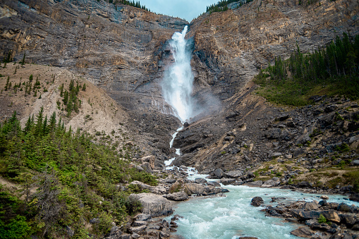 Sunwapta falls in jasper national park against rocky mountains,Canada.