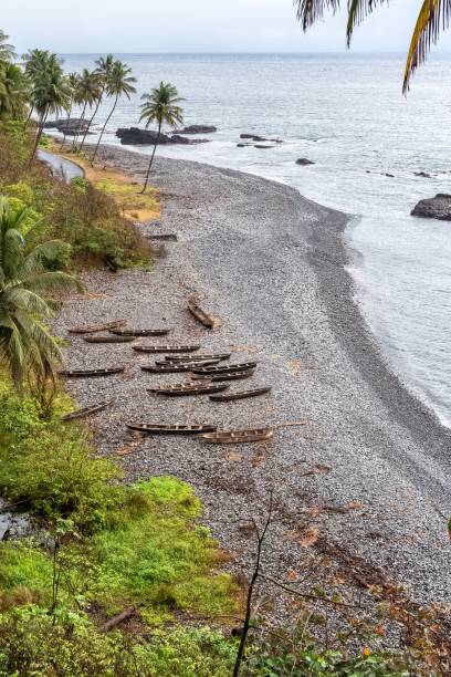 istock Sao Tome, dugouts on the beach 1438075579