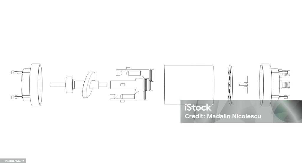 We Air Router Exploded View Car Air Conditioning Compressor Exploded View In Black And White 3d ...